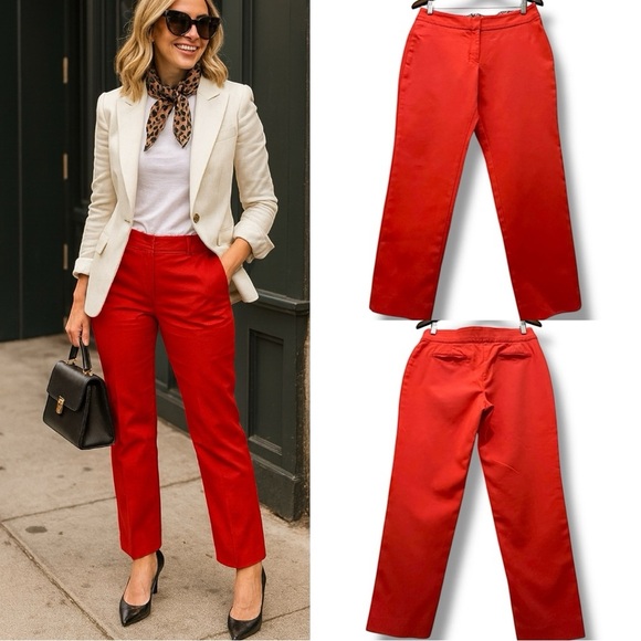 288 Peter Nygard | NWOT Egypt Women’s Straight Leg Stylish Red Pants (Size 10) - Picture 1 of 8
